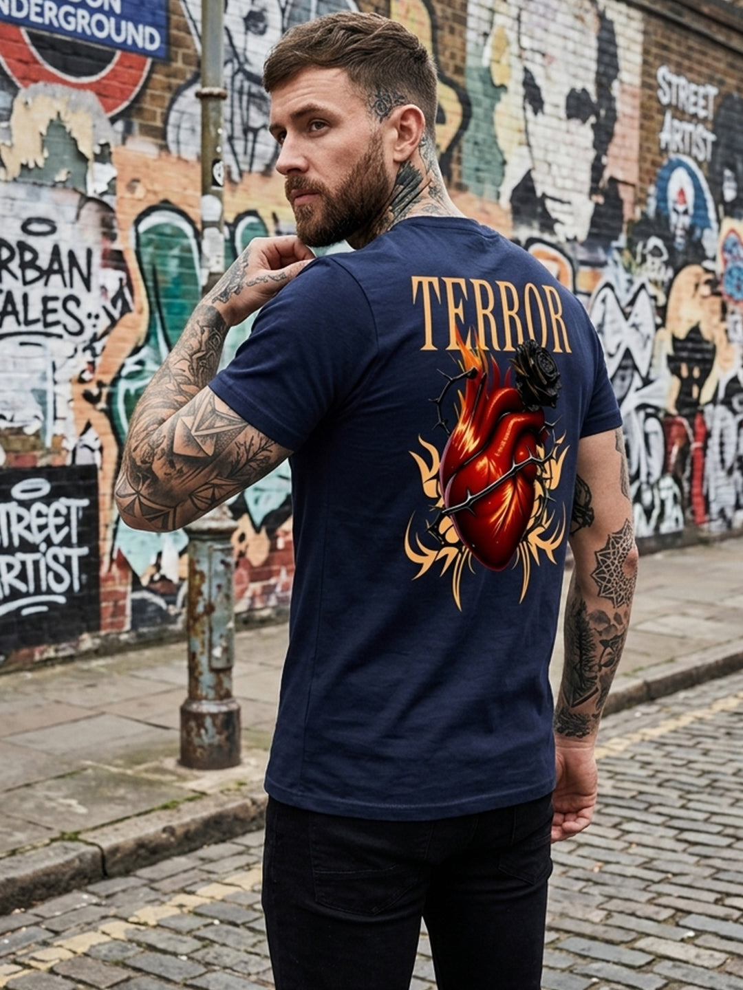 Greylongg Round Neck Terror Design  printed T-shirts