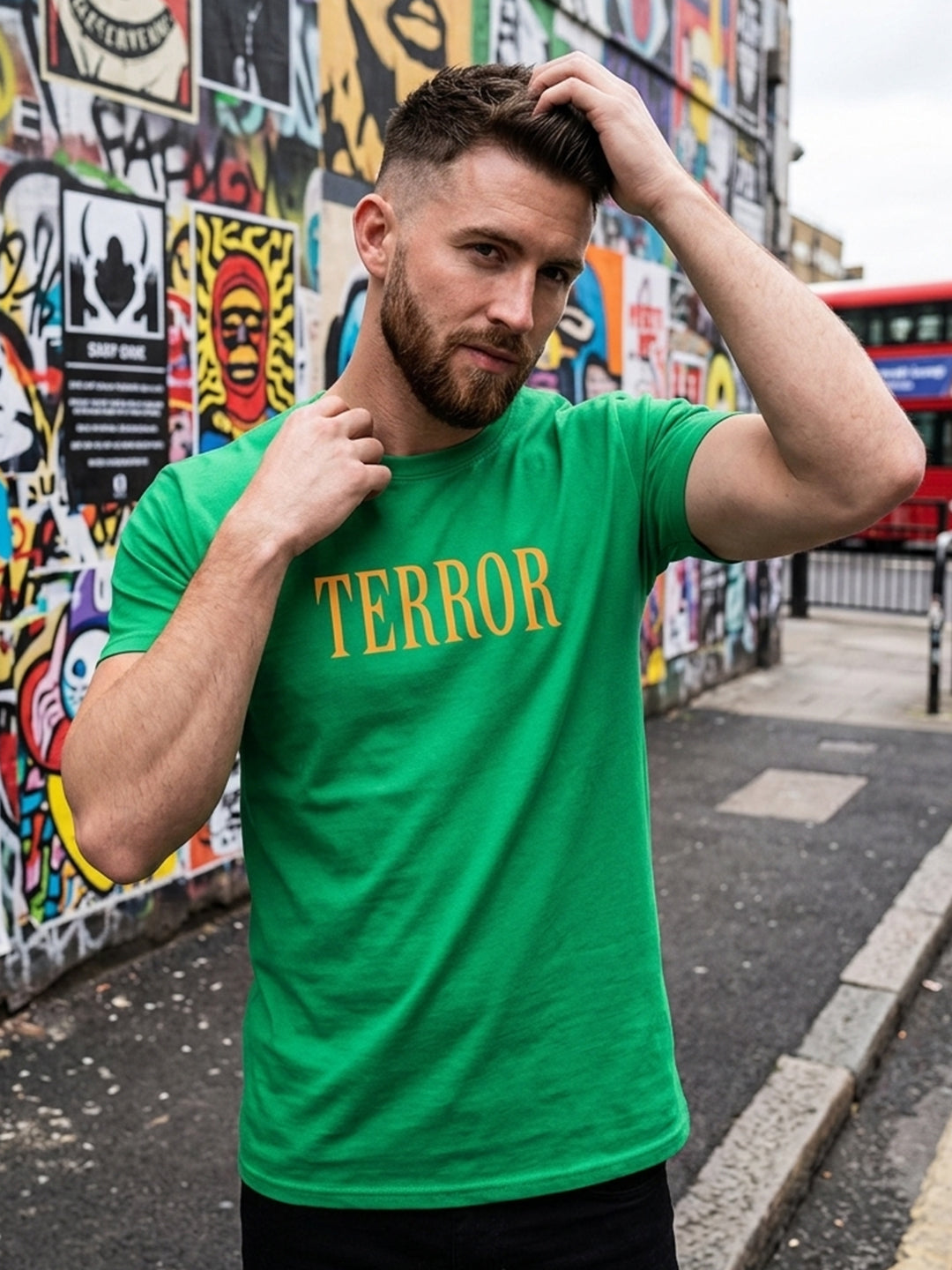 Greylongg Round Neck Terror Design  printed T-shirts