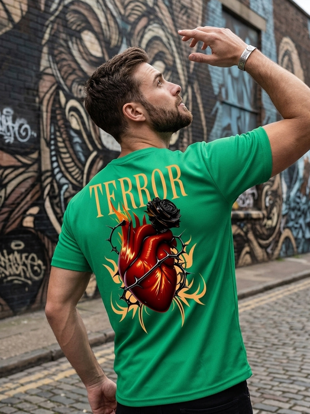 Greylongg Round Neck Terror Design  printed T-shirts
