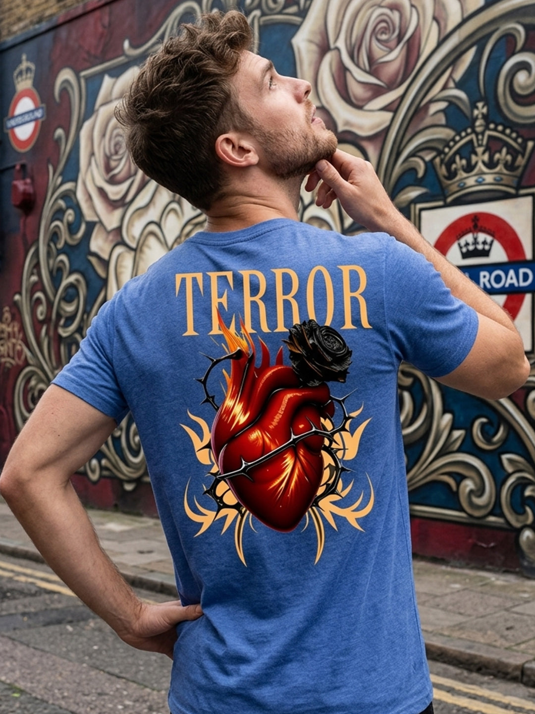 Greylongg Round Neck Terror Design  printed T-shirts
