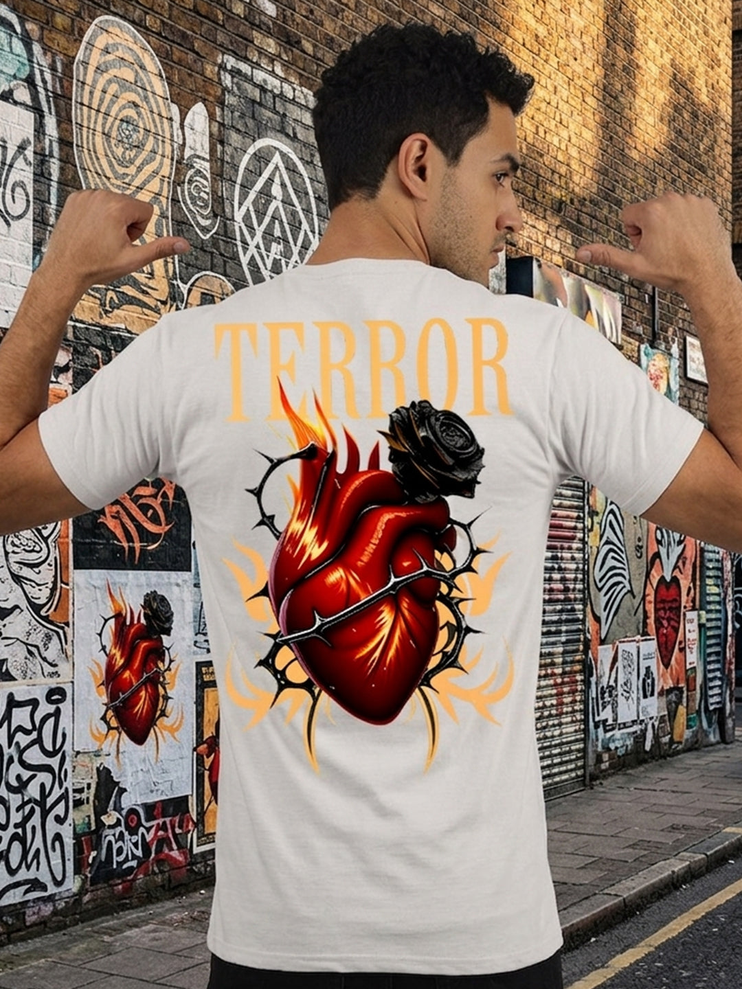 Greylongg Round Neck Terror Design  printed T-shirts