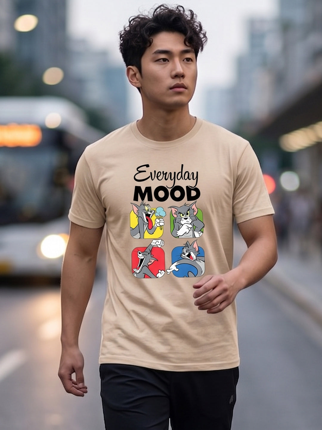Greylongg Round Neck Tom & Jerry Design printed T-shirts