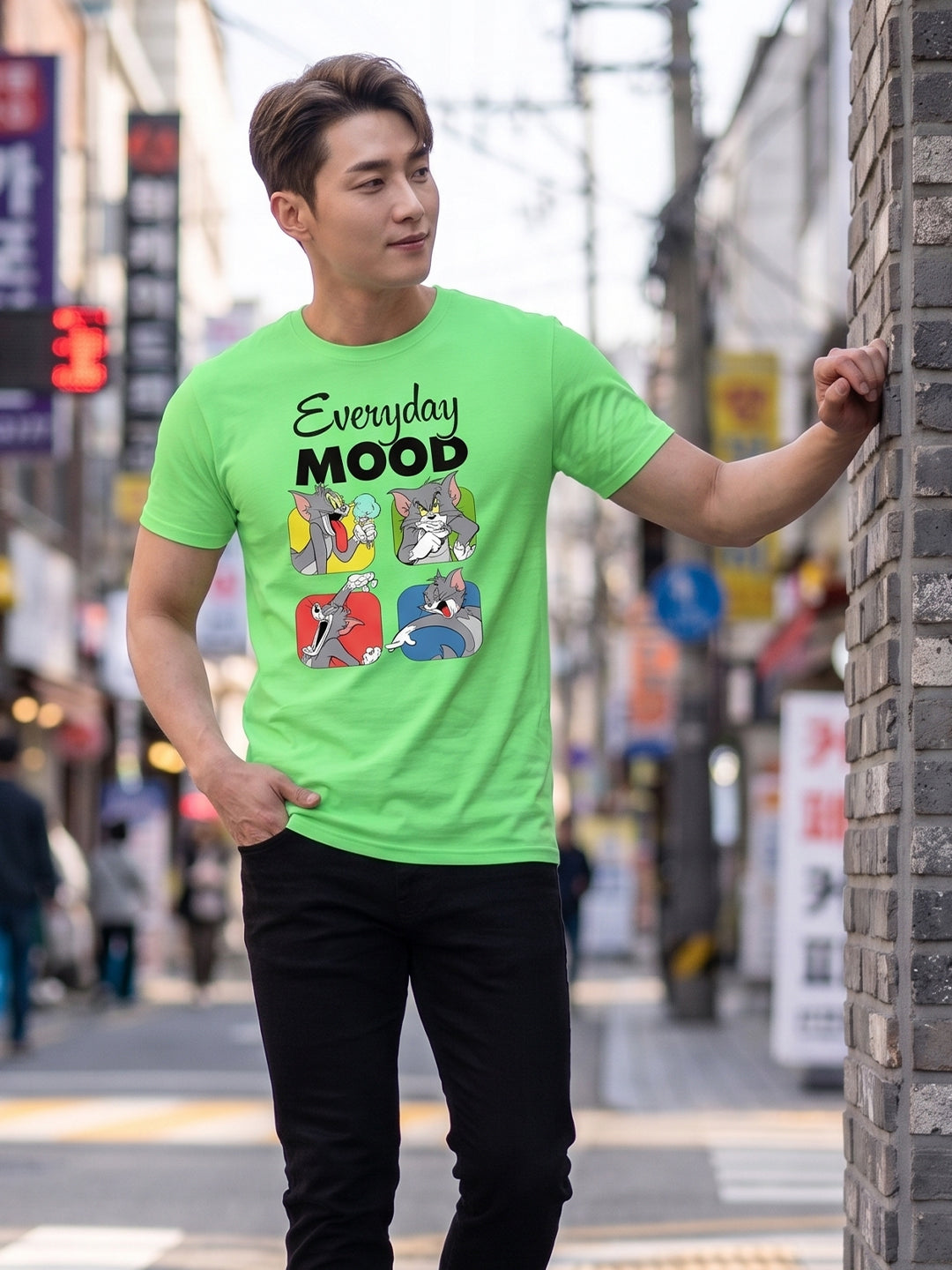 Greylongg Round Neck Tom & Jerry Design printed T-shirts
