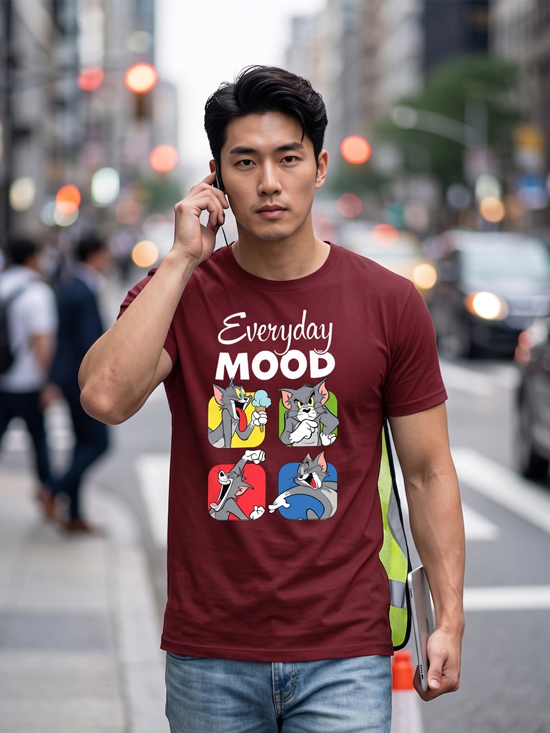 Greylongg Round Neck Tom & Jerry Design printed T-shirts