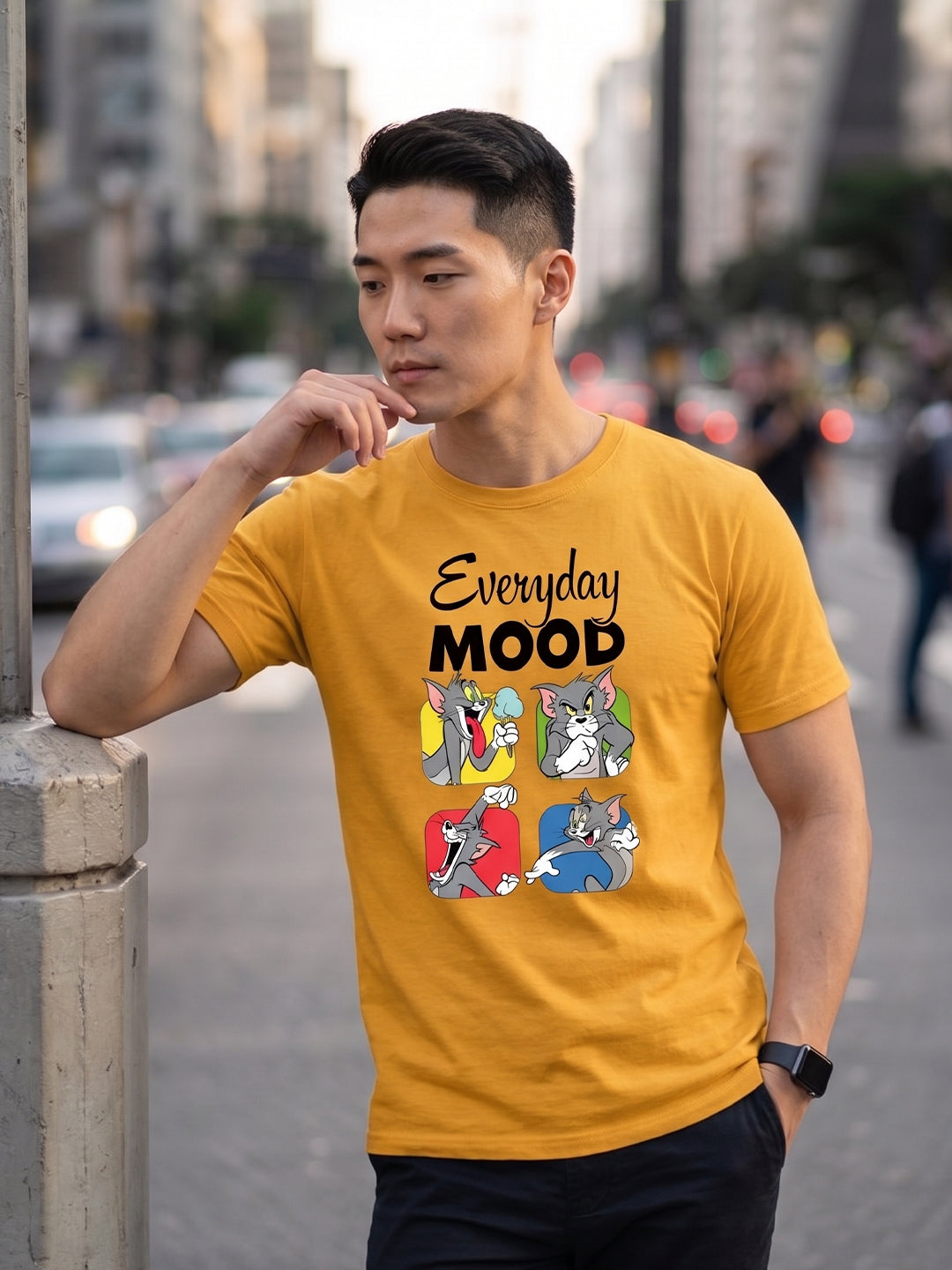 Greylongg Round Neck Tom & Jerry Design printed T-shirts