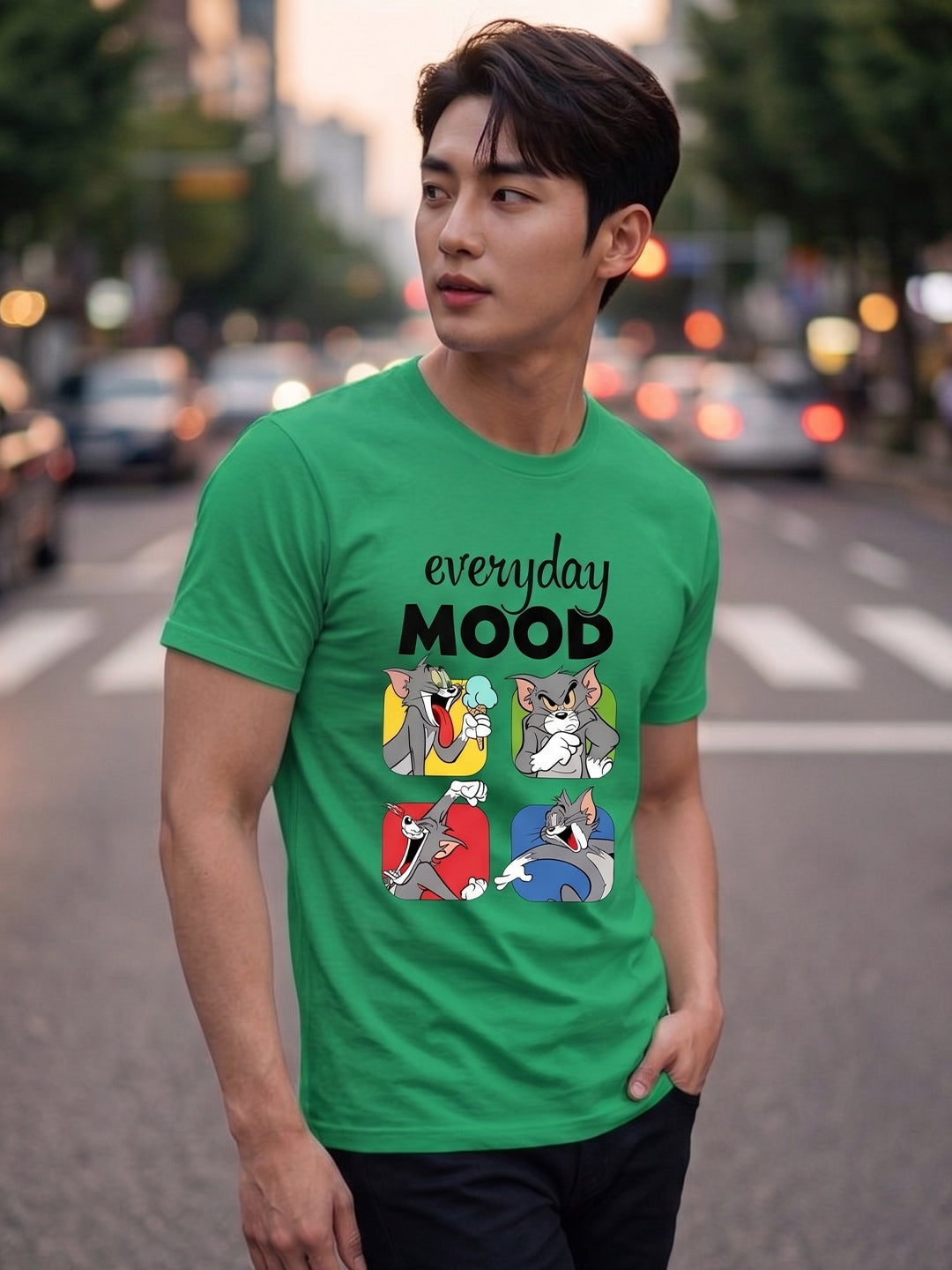 Greylongg Round Neck Tom & Jerry Design printed T-shirts