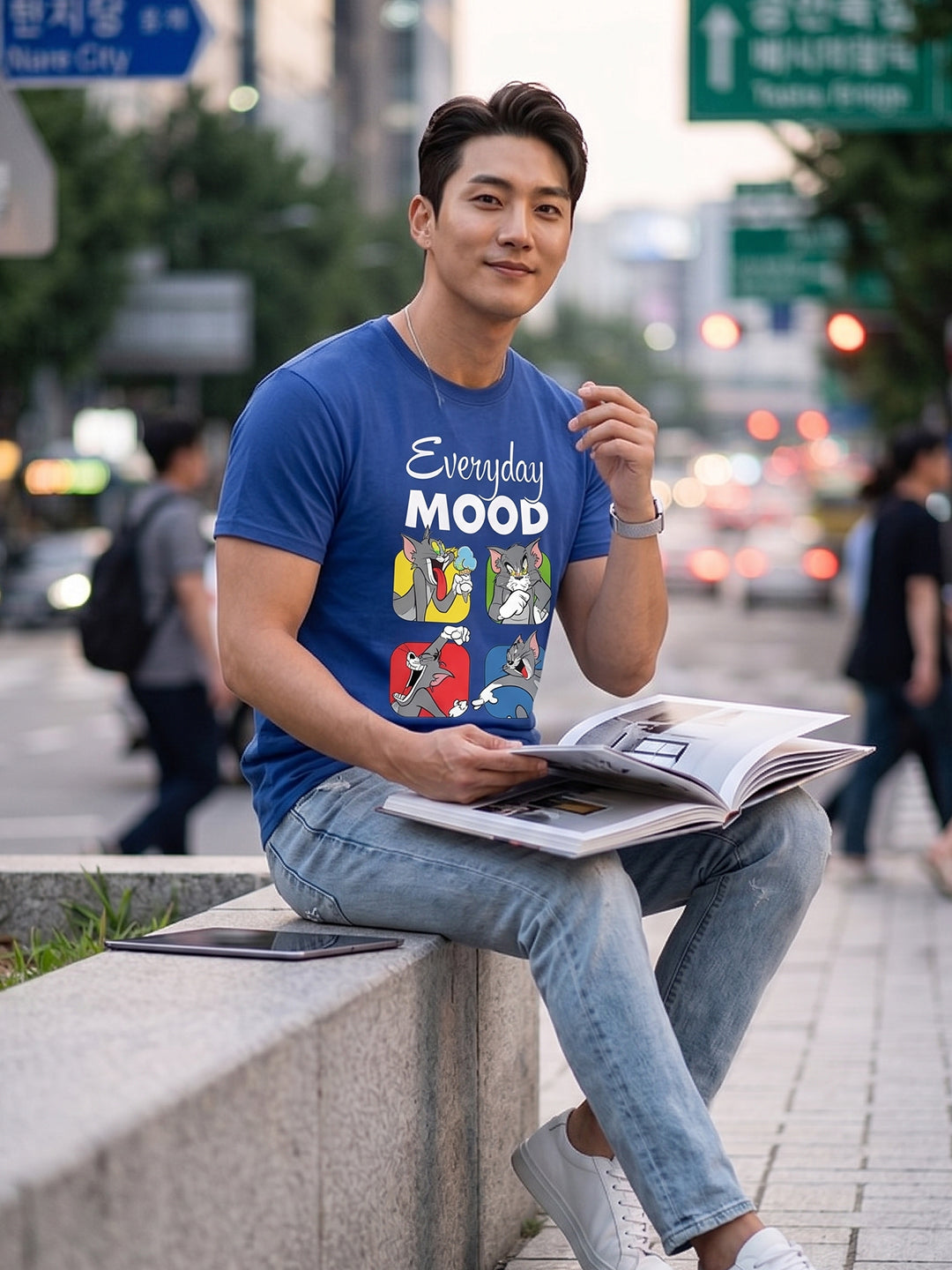 Greylongg Round Neck Tom & Jerry Design printed T-shirts
