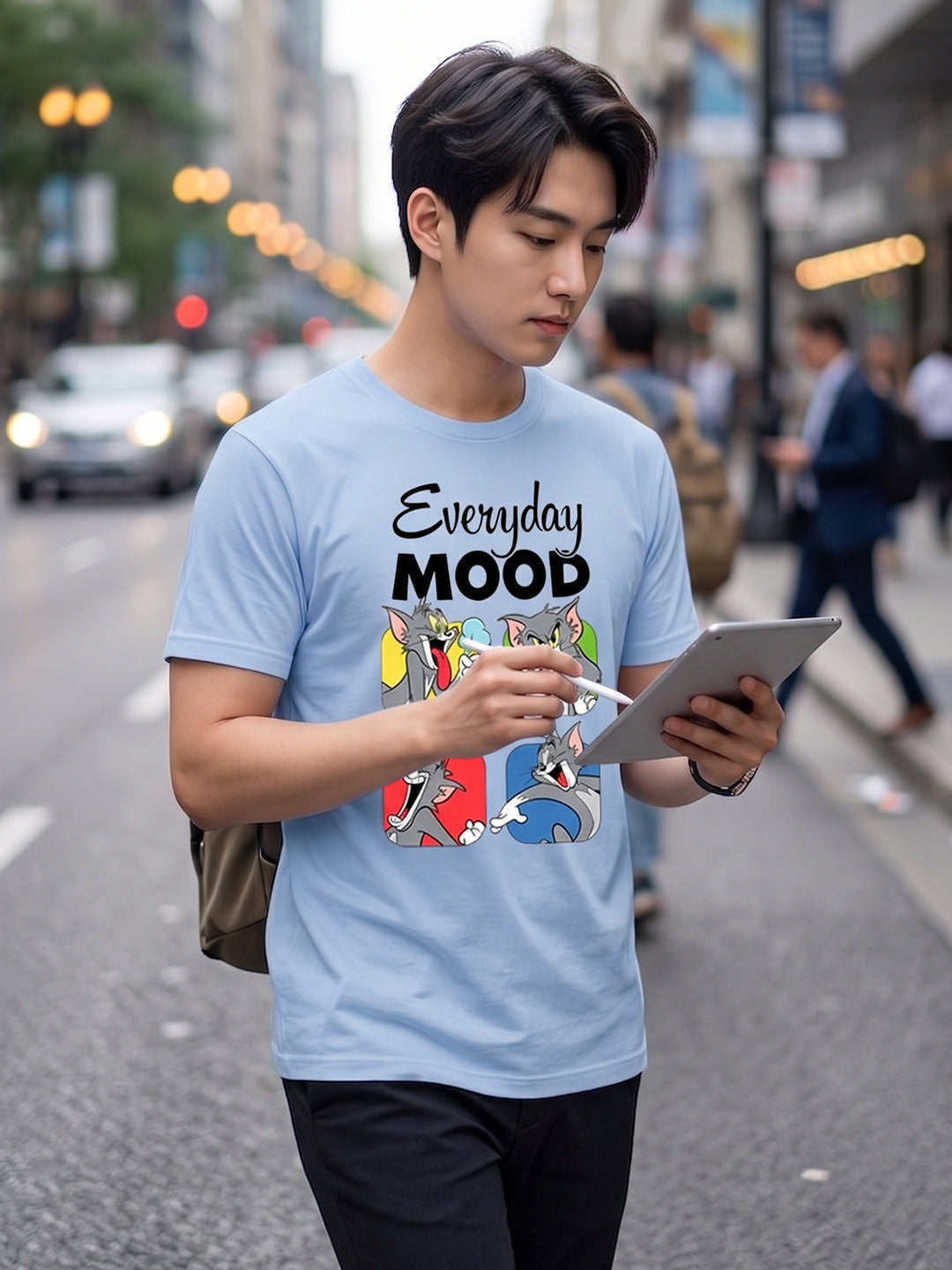 Greylongg Round Neck Tom & Jerry Design printed T-shirts