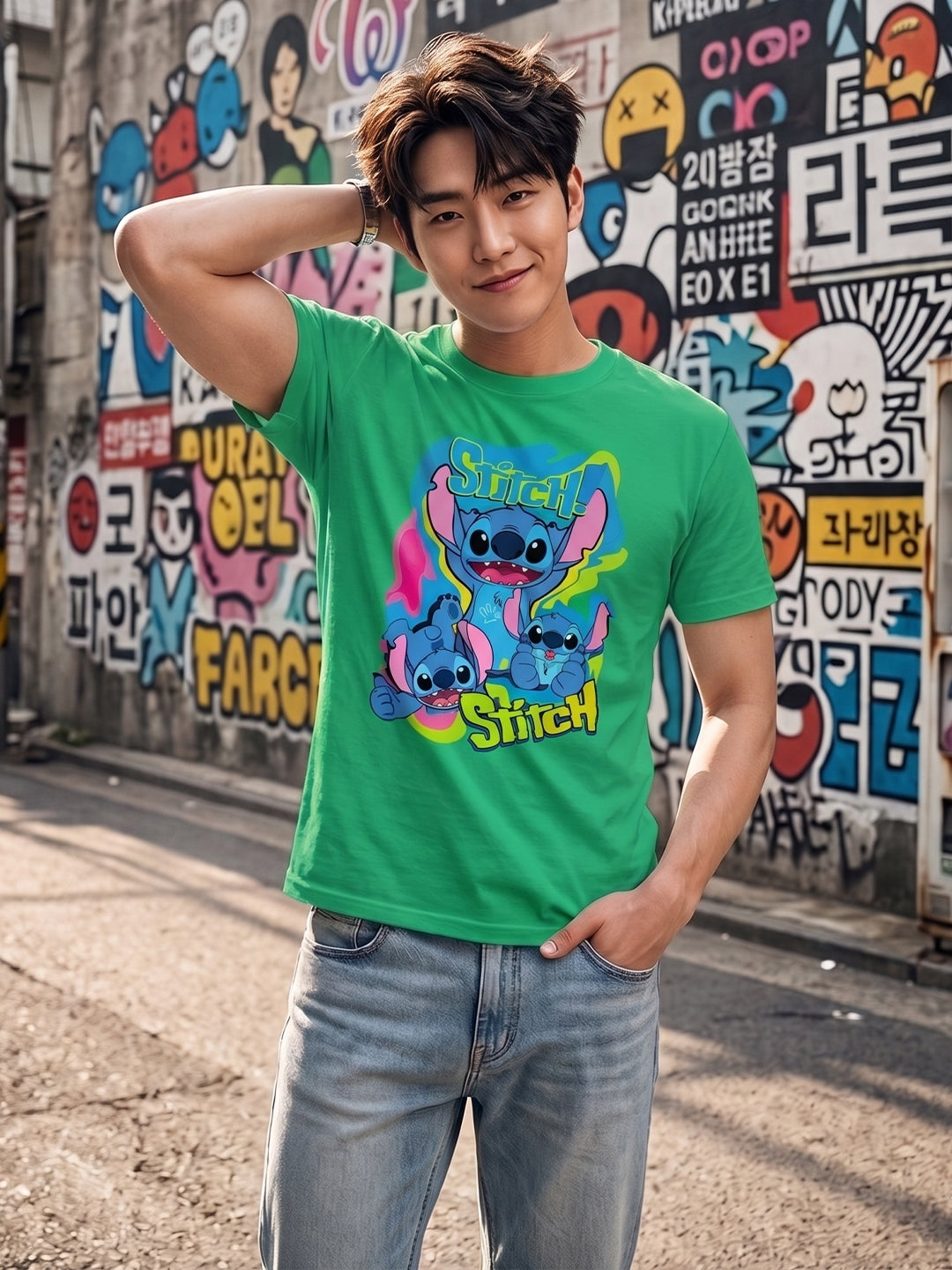 Greylongg Round Neck Disney Design printed T-shirts