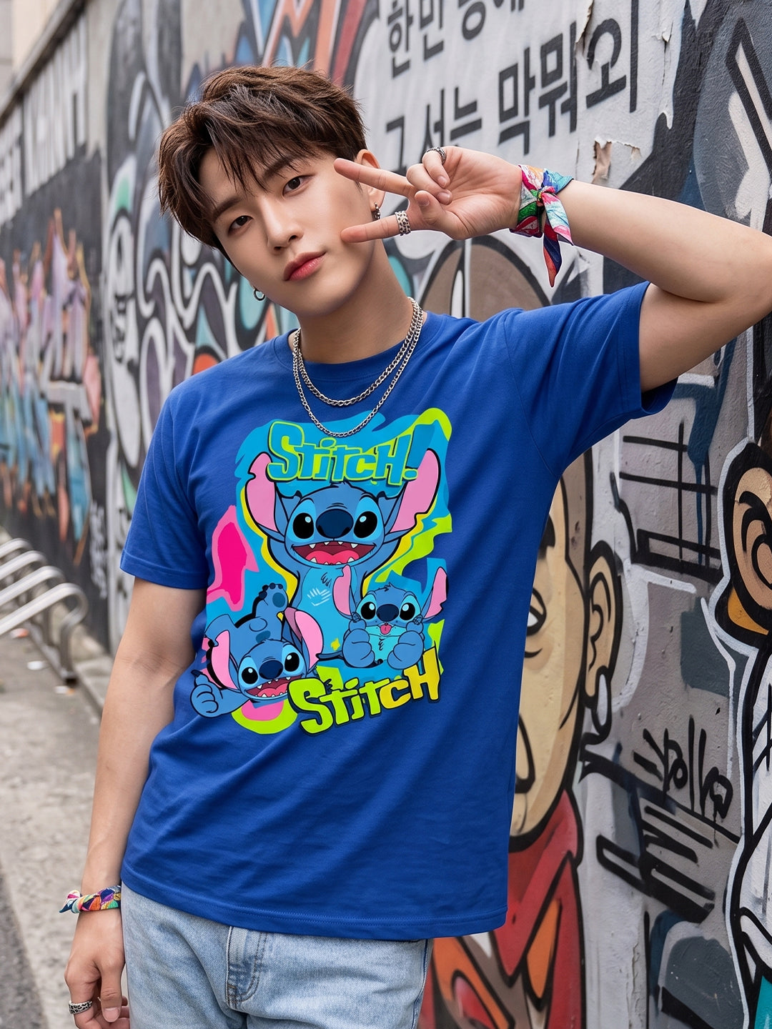 Greylongg Round Neck Disney Design printed T-shirts