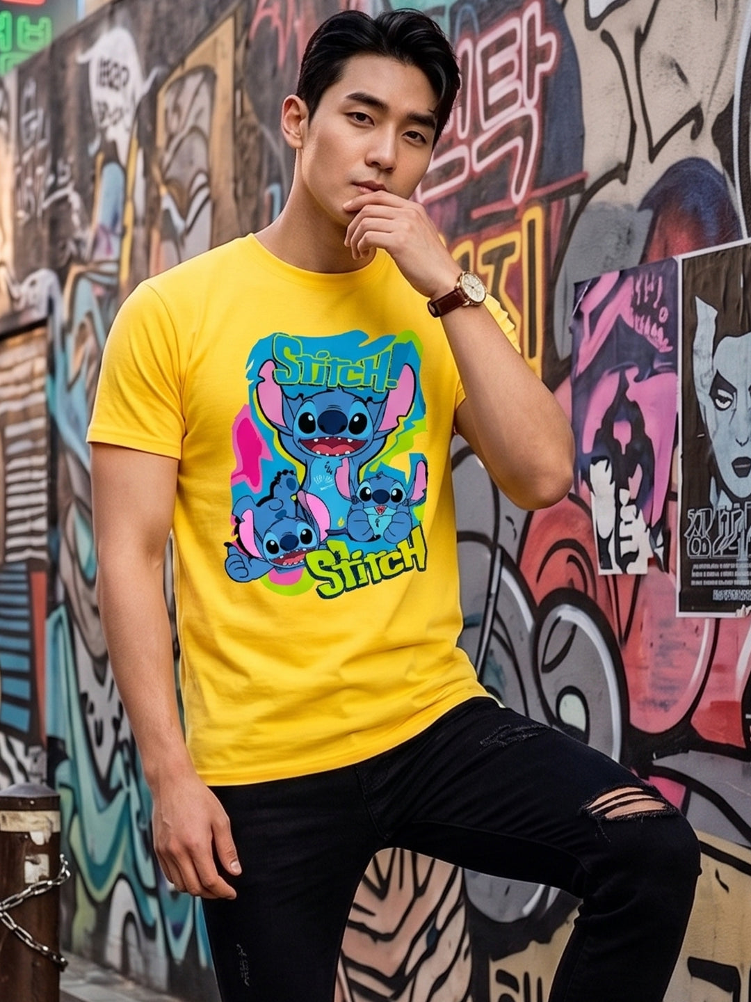 Greylongg Round Neck Disney Design printed T-shirts