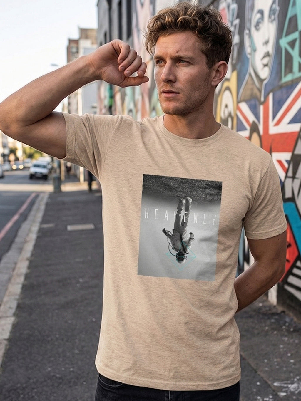 Greylongg Round Neck Space Design printed T-shirts