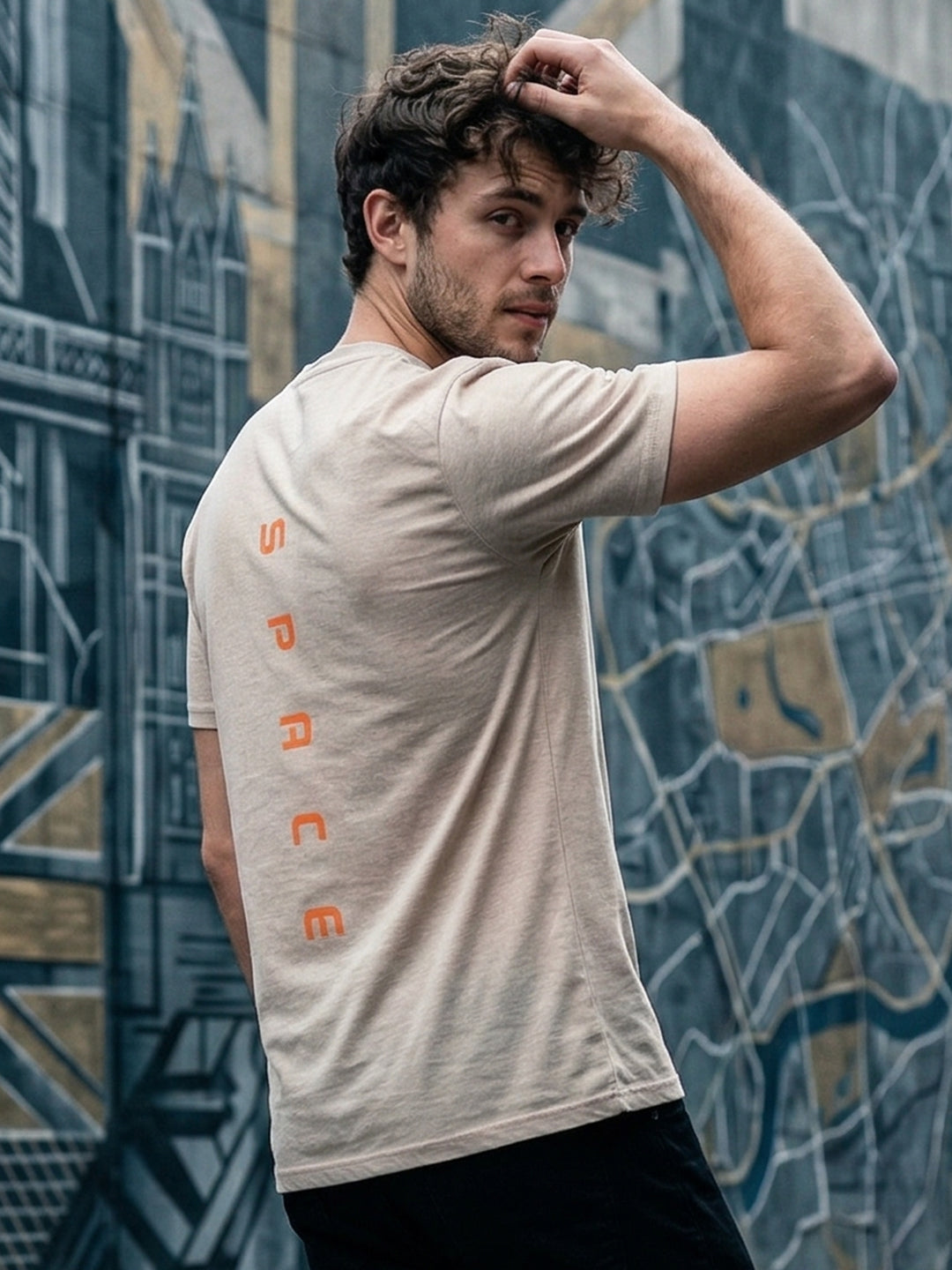 Greylongg Round Neck Space Design printed T-shirts