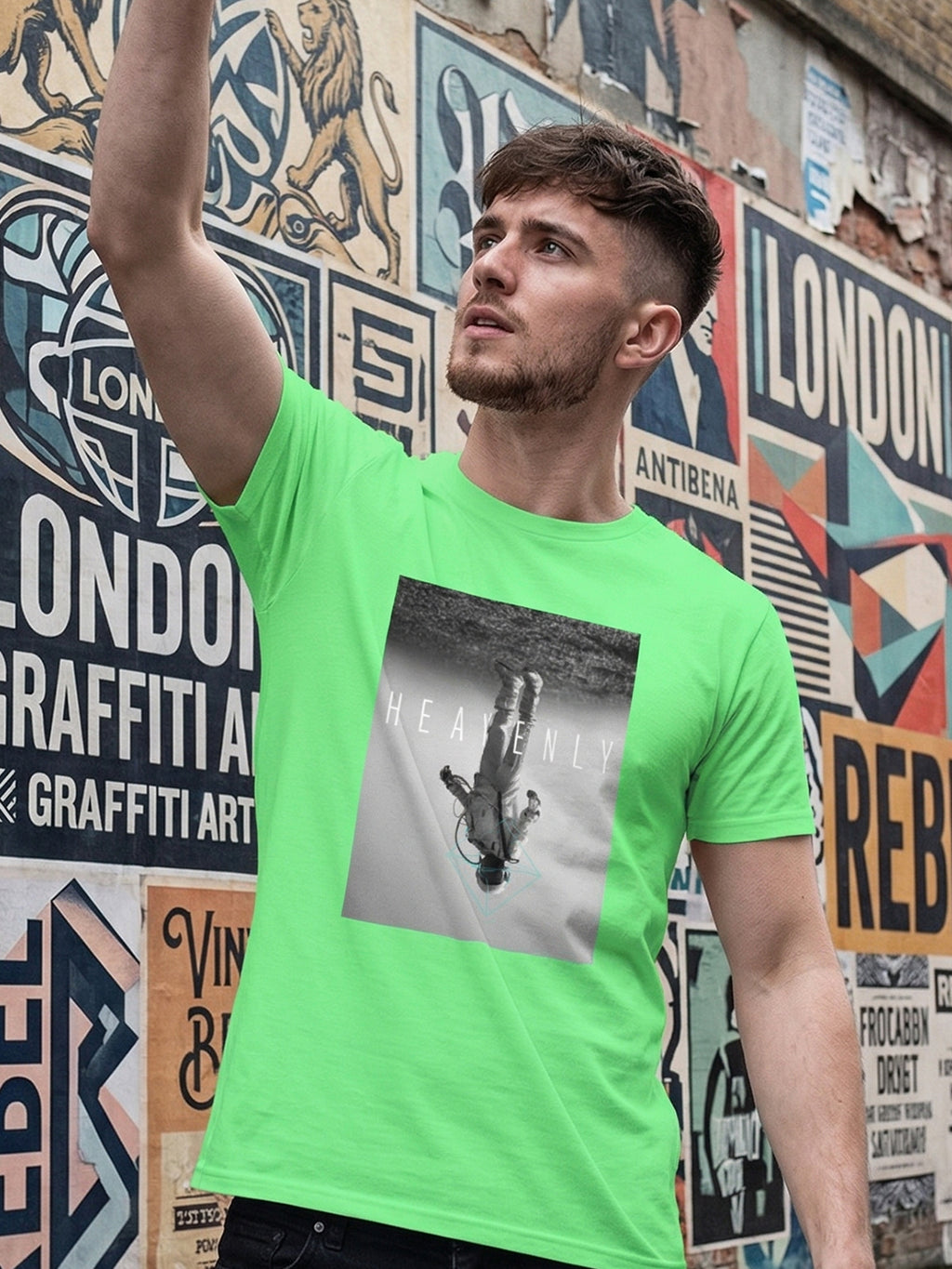 Greylongg Round Neck Space Design printed T-shirts