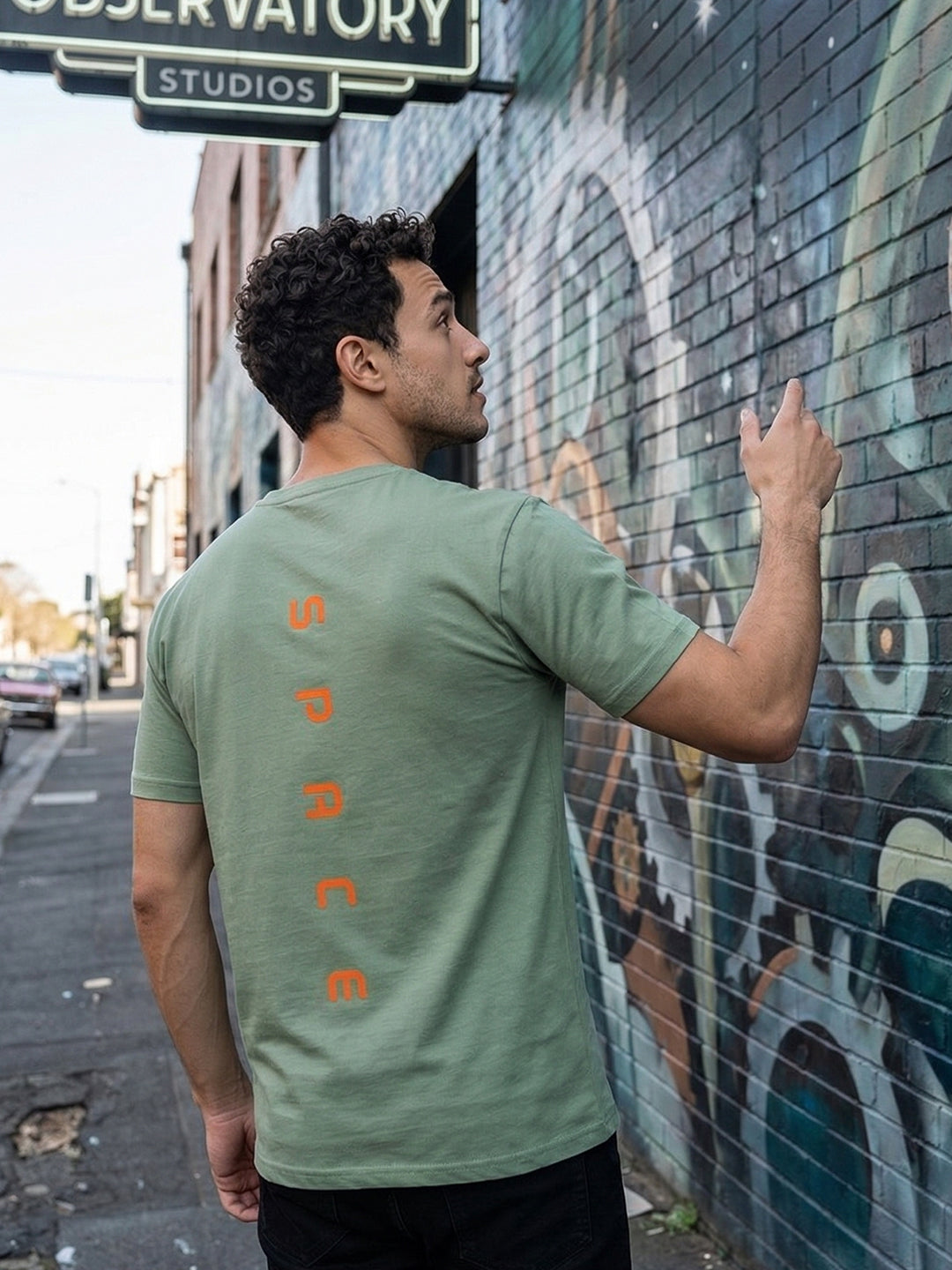 Greylongg Round Neck Space Design printed T-shirts