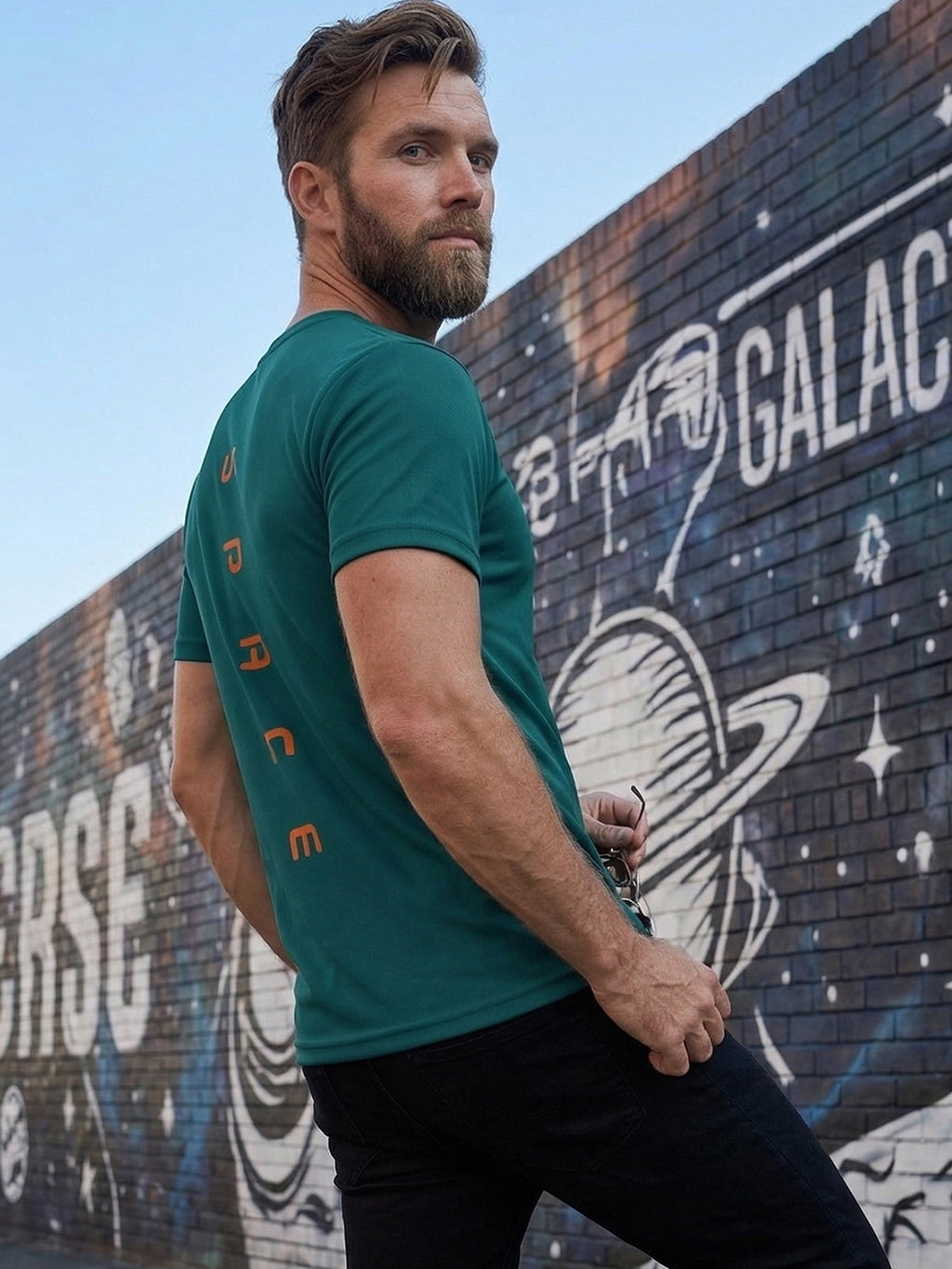 Greylongg Round Neck Space Design printed T-shirts