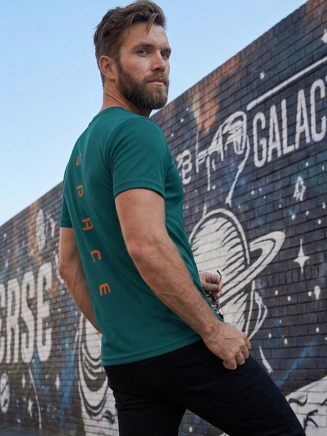 Greylongg Round Neck Space Design printed T-shirts