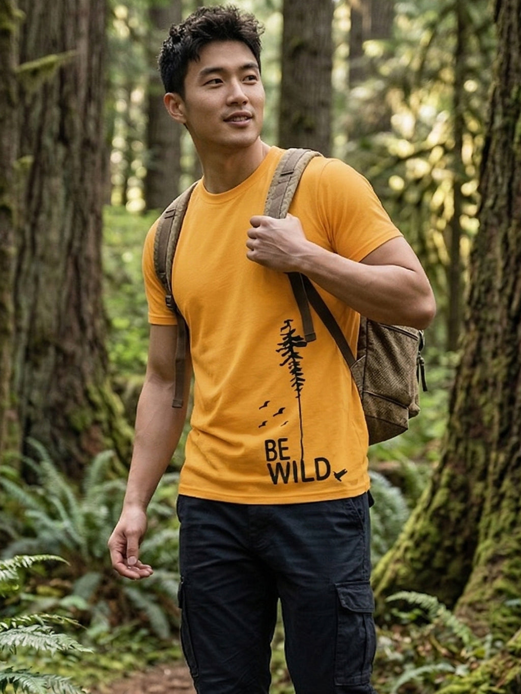 Greylongg Round Neck Be Wild Design T-shirts