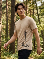 Greylongg Round Neck Be Wild Design T-shirts