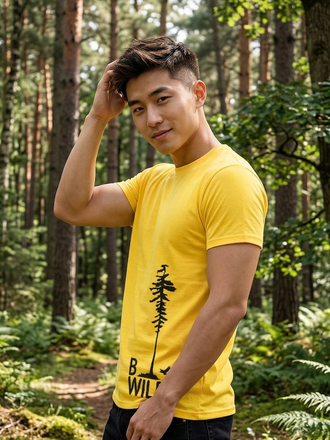 Greylongg Round Neck Be Wild Design T-shirts