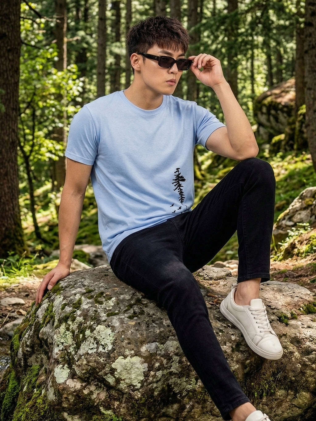 Greylongg Round Neck Be Wild Design T-shirts