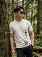 Greylongg Round Neck Be Wild Design T-shirts