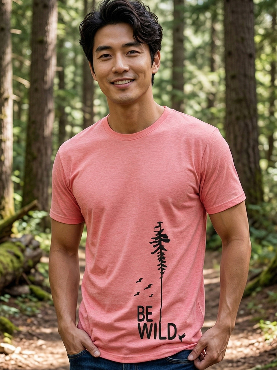 Greylongg Round Neck Be Wild Design T-shirts