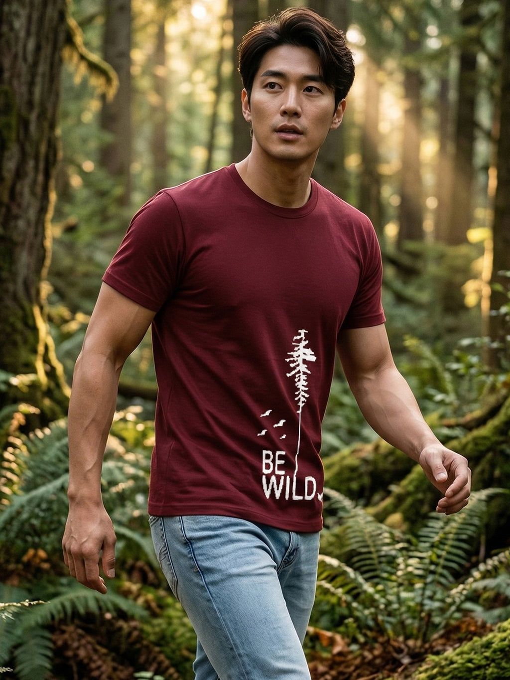 Greylongg Round Neck Be Wild Design T-shirts