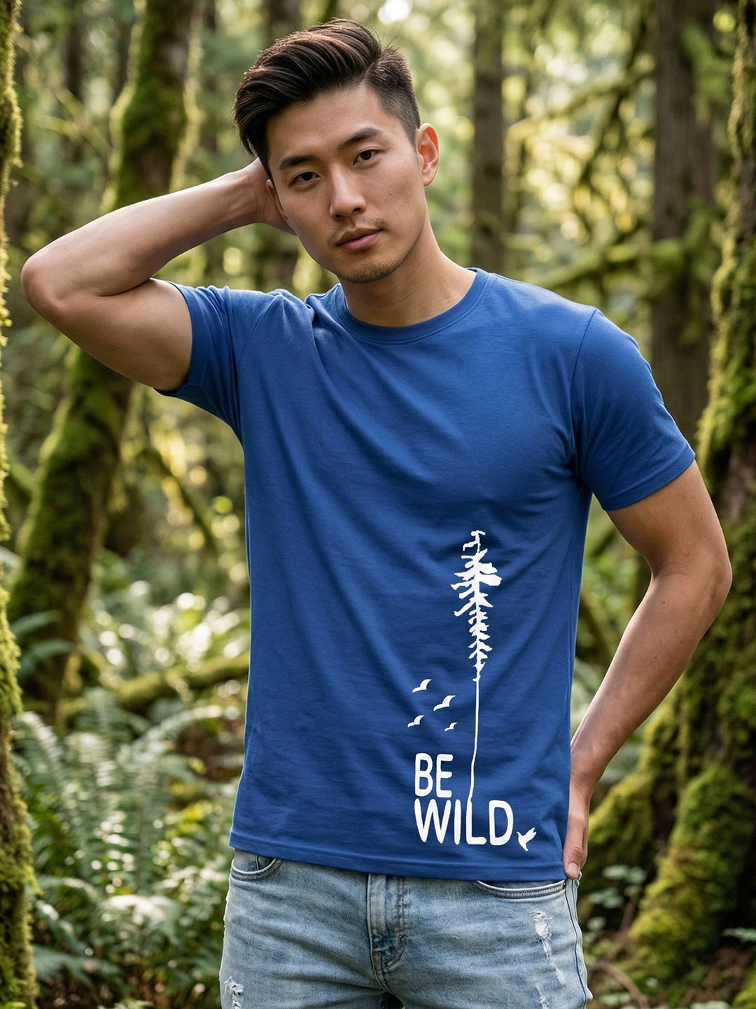 Greylongg Round Neck Be Wild Design T-shirts