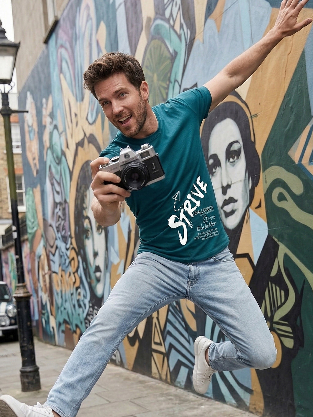 Greylongg Round Neck Strive Design  printed T-shirts