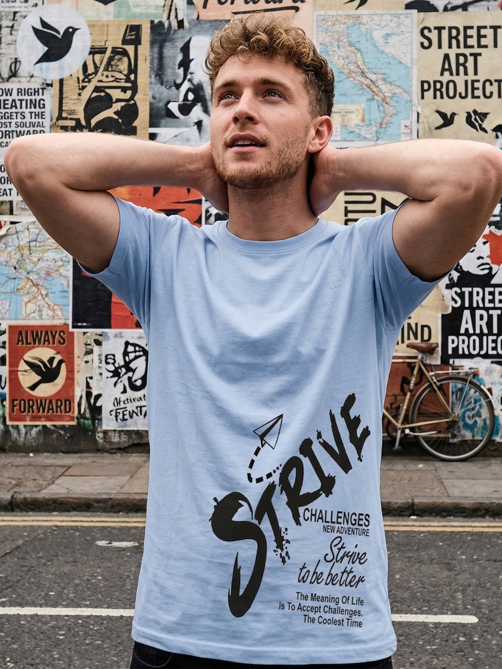Greylongg Round Neck Strive Design  printed T-shirts