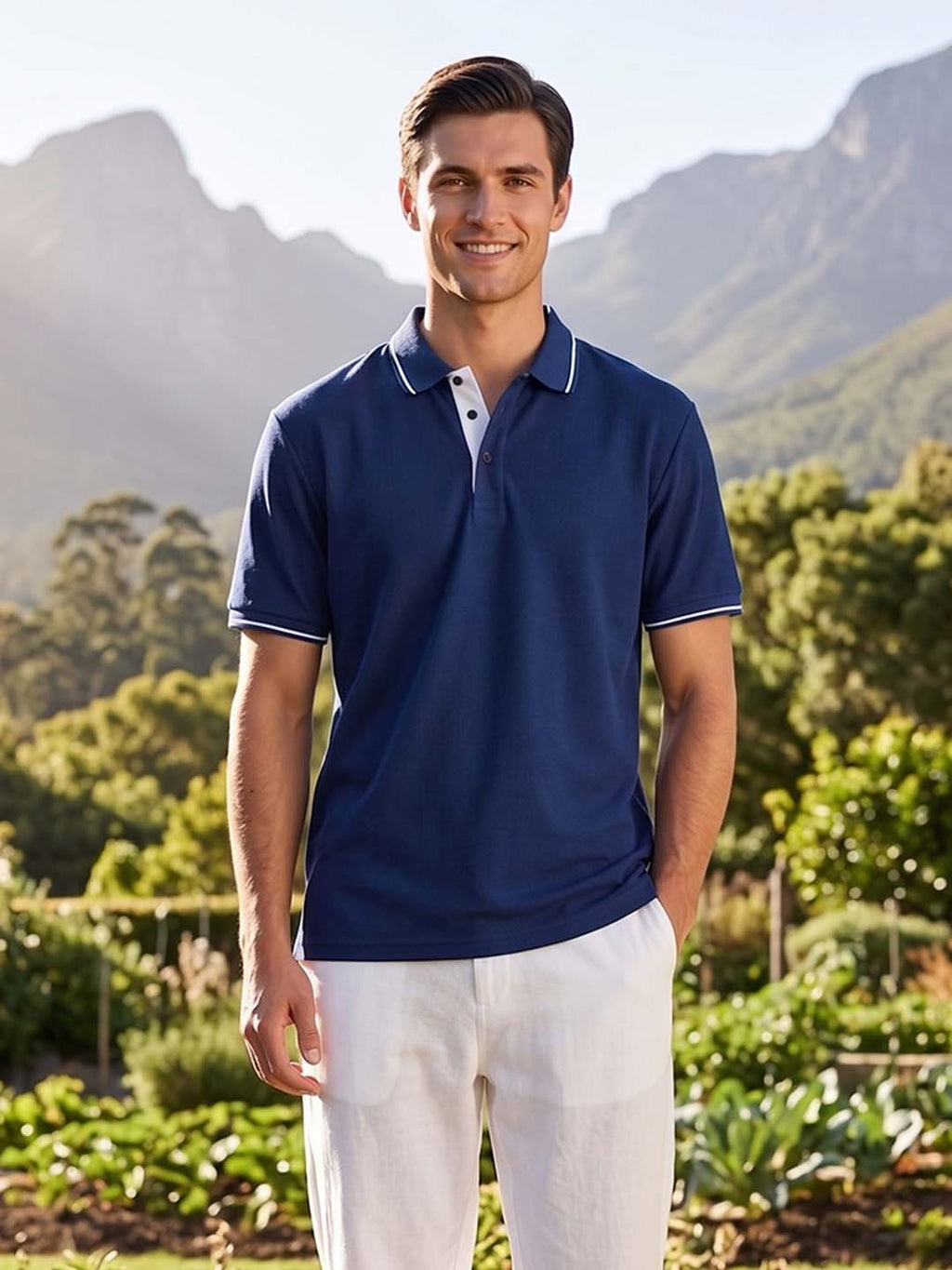 DFNK R-Pet Check Button Polo T-Shirt.