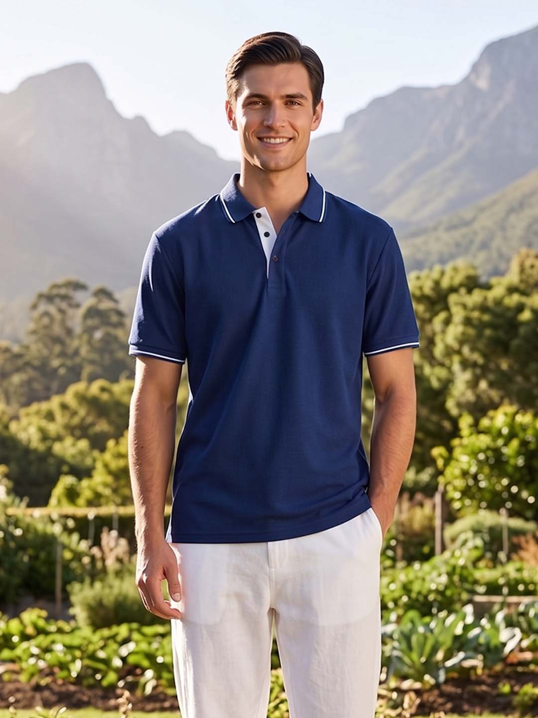 DFNK R-Pet Check Button Polo T-Shirt.