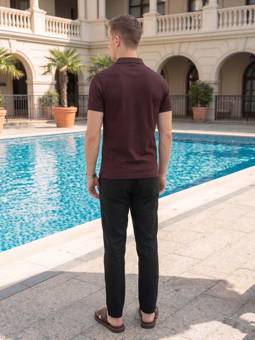 DFNK R-Pet Check Button Polo T-Shirt.