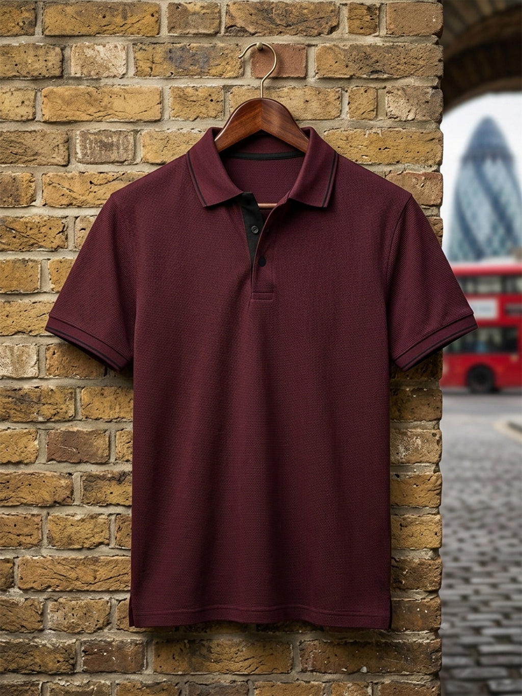 DFNK R-Pet Check Button Polo T-Shirt.