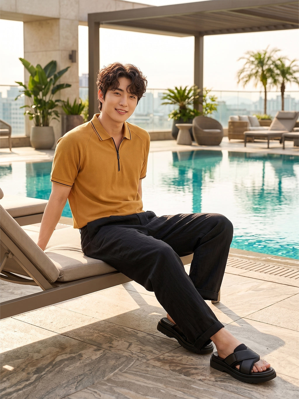 R-pet Comfortable Half Zipper Tshirt