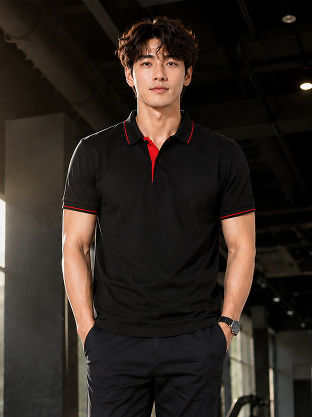 DFNK R-Pet Check Button Polo T-Shirt.