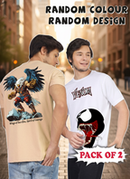 Greylongg Rendom Color and Random Design Pack of 2 Round Neck Tees.