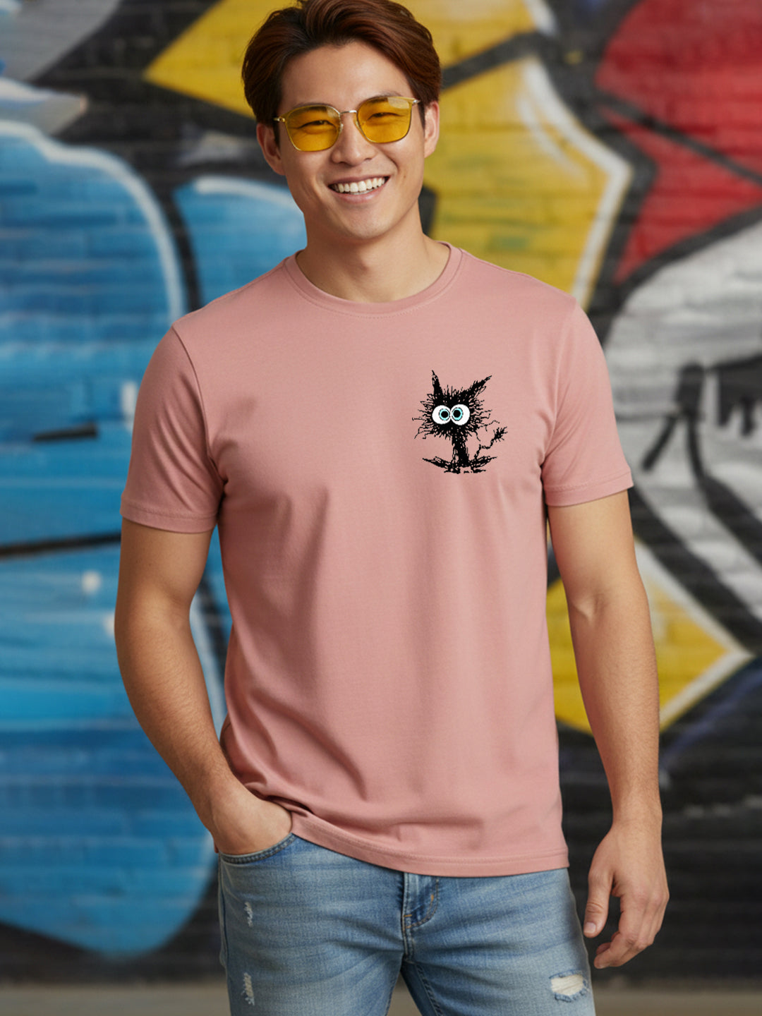 Greylongg Round Neck It's Fine Design Printed T-Shirt.