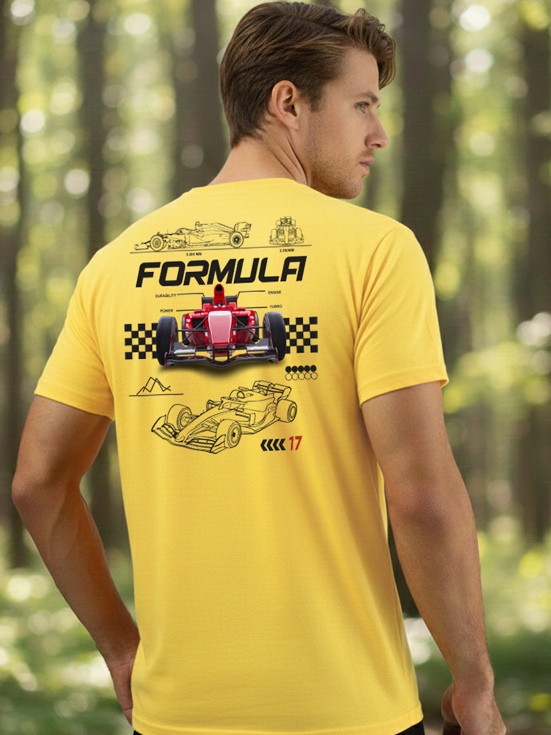 Greylongg Round Neck Racing Design Printed T-Shirt.